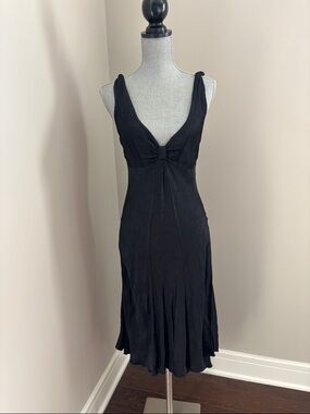Twin-set Classic Black Satin  V-Neck Sleeveless Slip Dress size small